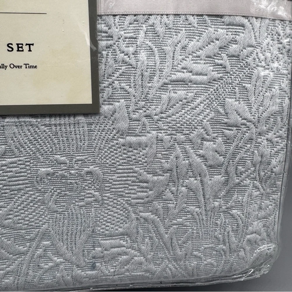 NEW 3 Pc William Morris & Co Bird and Anemone Light Blue King Duvet Set Textured